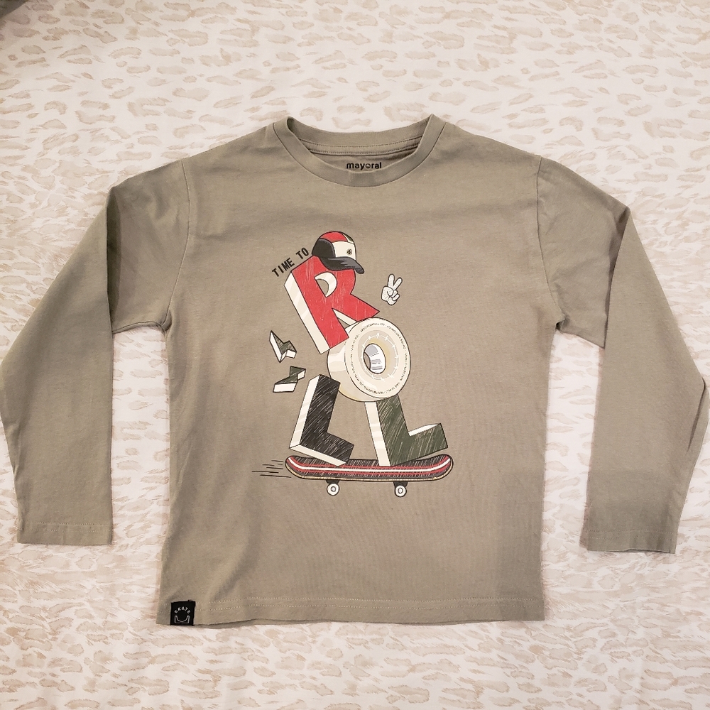 MAYORAL Olive Green Skate L/S Tee Sz 6